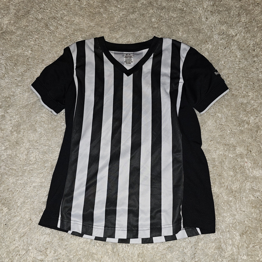 Womens Footlocker Worker Referee Jersey Striped Black White Size Medium